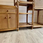 Large arch bookshelf "Pacific Rattan" sun cane bohemian chic