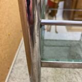 Large vintage rolling trolley in chrome and smoked glass - 1970