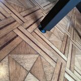 Large oak and steel bench