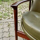 Ib Kofod Larsen for Fröscher Sitform olive leather Lounge Chair