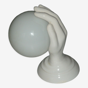 Vintage ceramic hand lamp, opaline globe