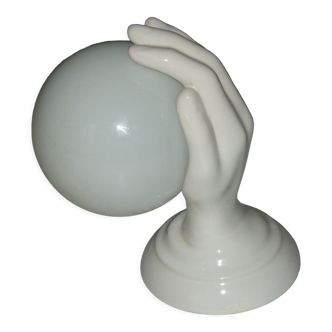 Vintage ceramic hand lamp, opaline globe