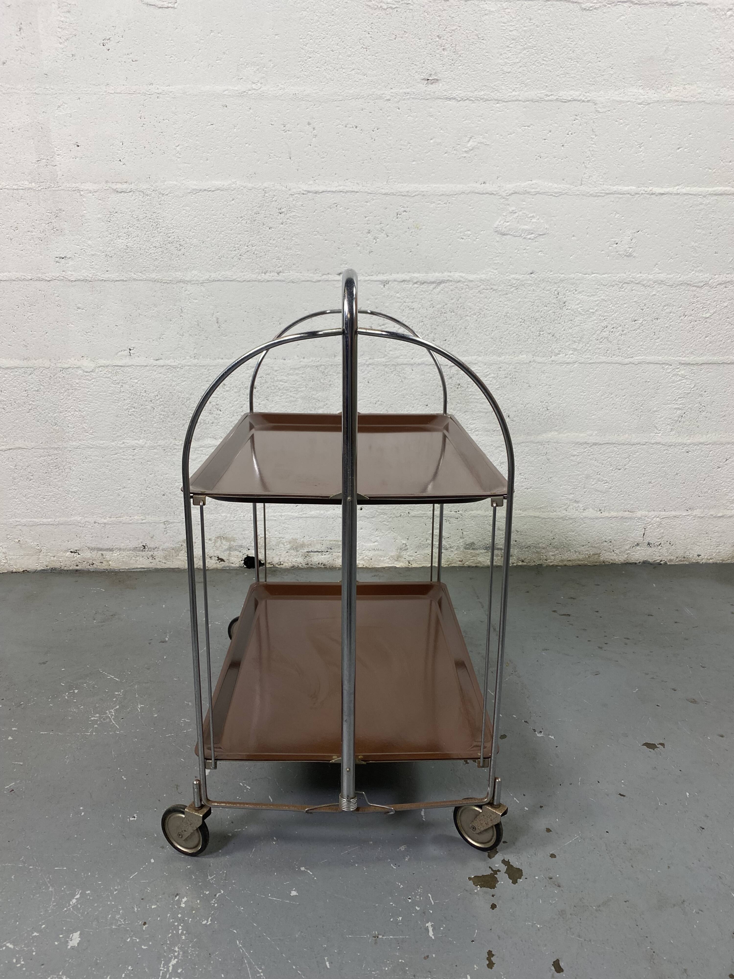 Chariot desserte pliable mid-century de Bremshey Solingen, 1950s