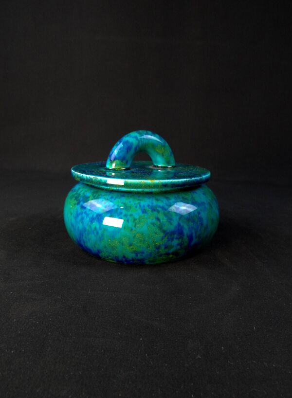 Paul milet (1870-1950) sèvres, bonbonnière bleu turquoise période art déco