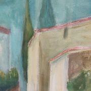 Paysage toscan, huile sur toile, fin du XXe siècle
