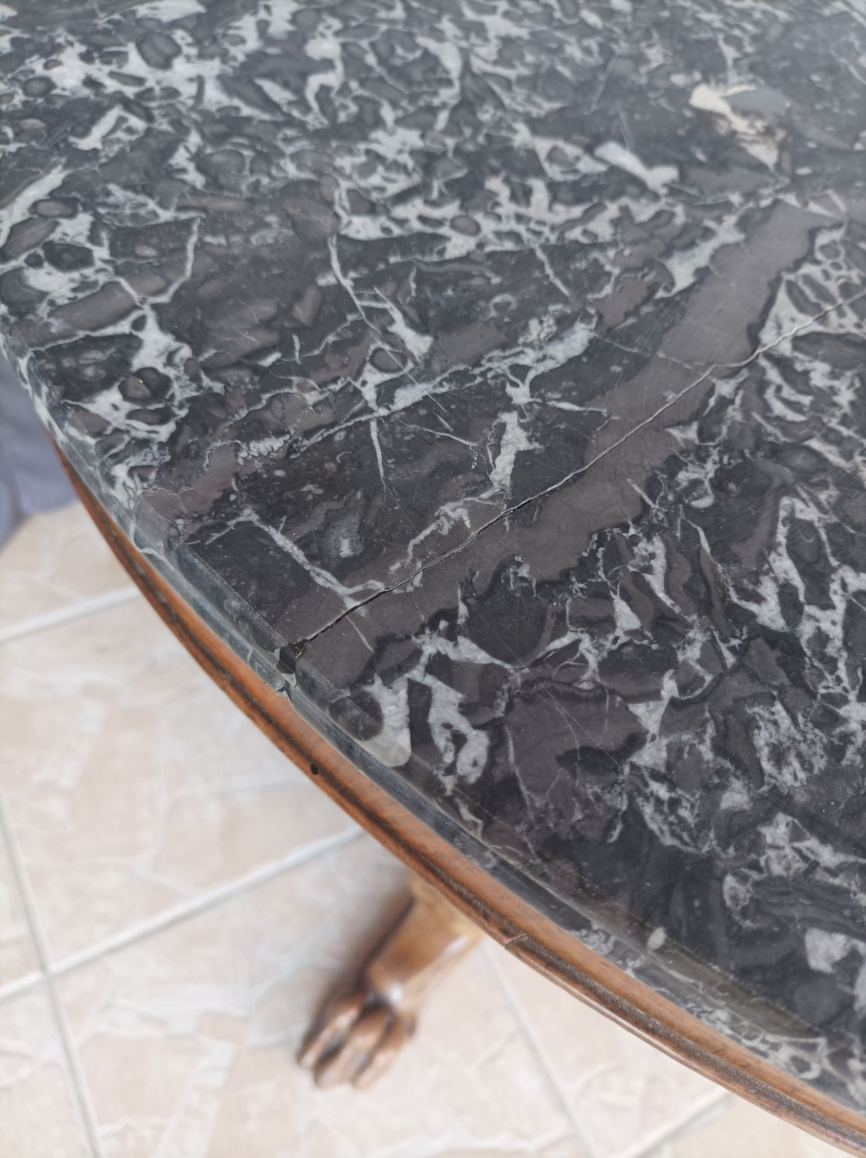 Walnut tripod pedestal table