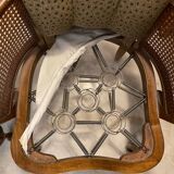 Pair of wood and cane armchairs