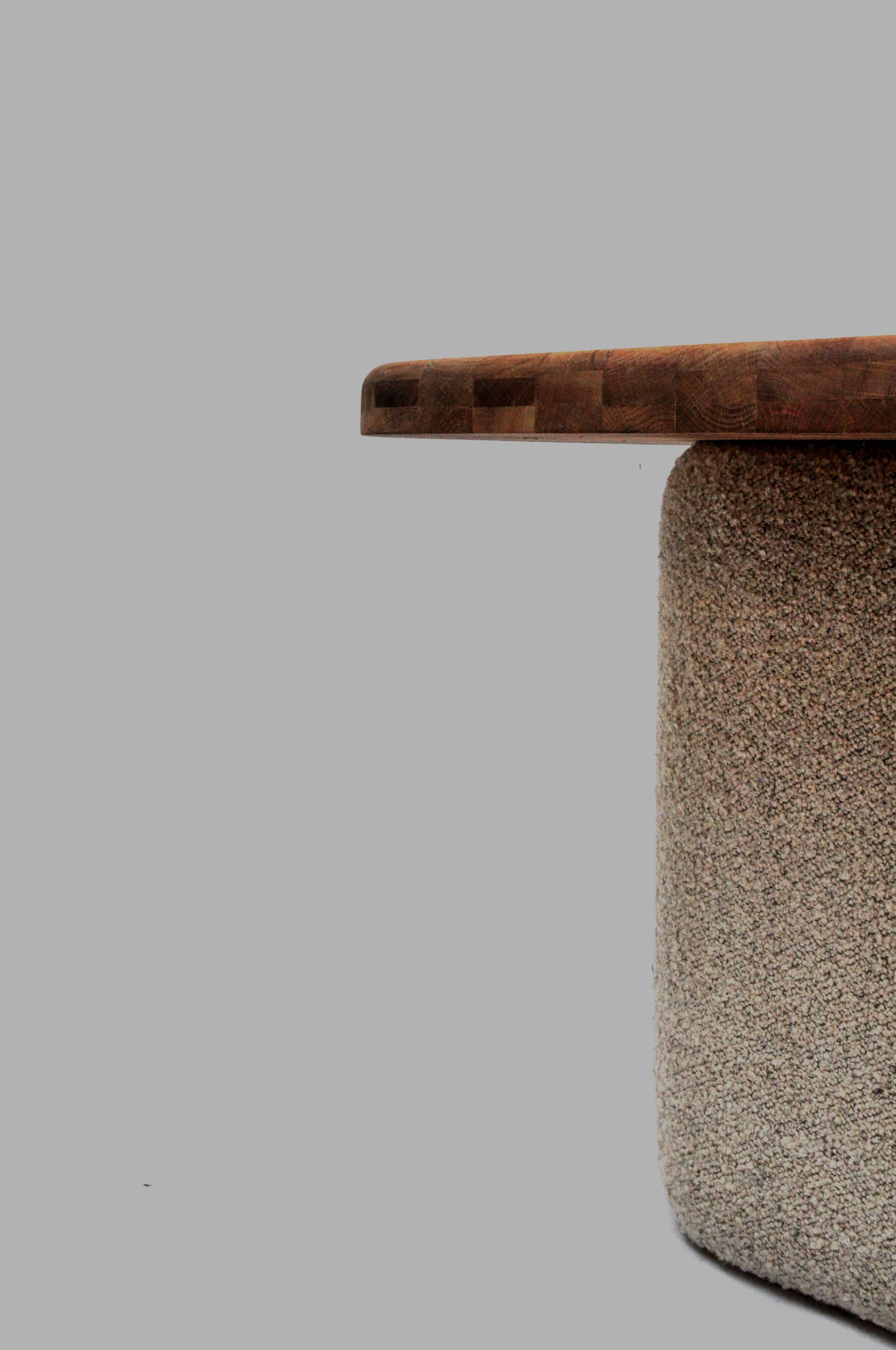 Soft Table — One-Off Sculptural Table in Reclaimed Oak and Wool by Zachte Z