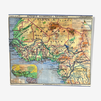 Carte scolaire Carte Afrique occidentale & équatoriale années 50