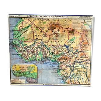 School map West & Equatorial Africa map 1950s