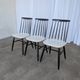 Ensemble de 3 chaises de salle à manger vintage noir et blanc, style Ilmari Tapiovaara, scandinave.