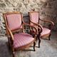 Paire de fauteuils français en noyer – style Restauration – années 1950