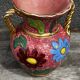 Vase Vallauris rose bonbons décor Floral H 20 cm