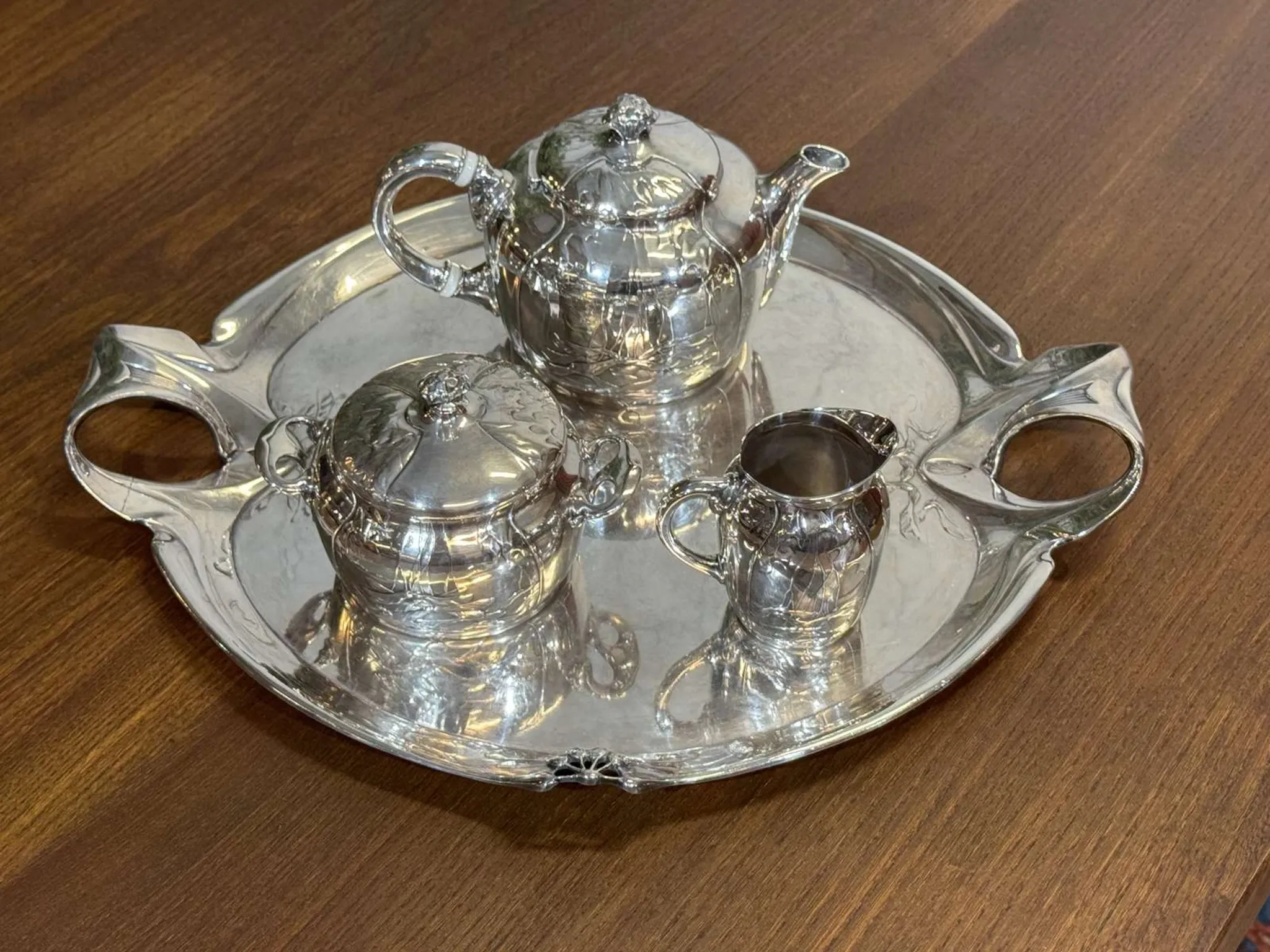 Art Nouveau silver-plated tea/coffee service, 4 pieces.