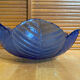 Set of 3 Cobalt Blue Moulded Glass Bowls in Flower Petal Shape Vintage