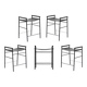 Set of 5 contemporary Artisan bar stools, black leather, black rubber.