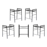 Lot de 5 tabourets de bar contemporains Artisan, cuir noir, caoutchouc noir