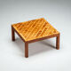 Square Italian coffee table with burl wood and inlaid parquetry top