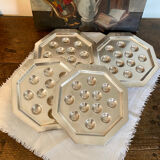 Vintage silver-plated snail dishes, engraved silver serving trays.