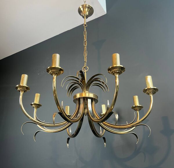 Lustre ananas en métal brossé et métal doré