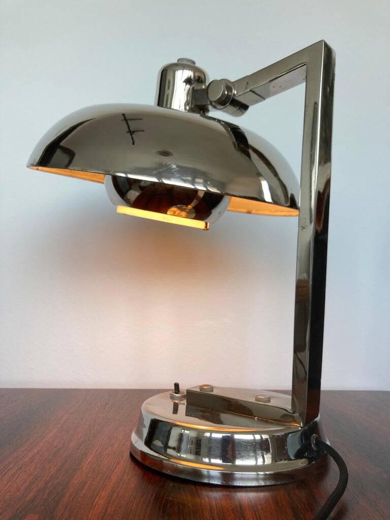 Design rare Bauhaus chrome table lamp, 1930s