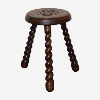Twisted solid wood stool