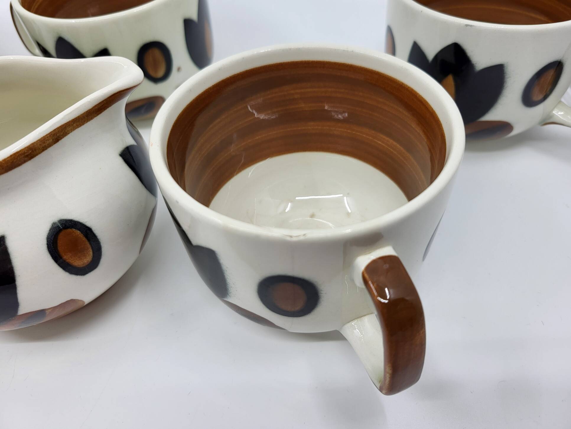 Boch la Louvière tea set, Kimono series, earthenware, Belgium 1970