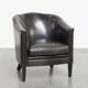 Fauteuil club noir/gris en cuir de mouton