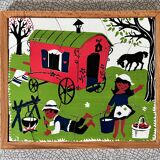 Wooden frame puzzle from the 1940s/50s depicting a caravan campsite.