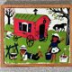 Wooden frame puzzle from the 1940s/50s depicting a caravan campsite.