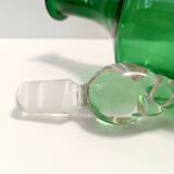 Pair of Green Hand-Blown Glass Wine and Water Pitchers, Empoli