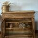 Old glass-fronted Parisian buffet in raw solid wood