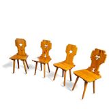 4 x chaises folk / Tyroler / en pin / 1970
