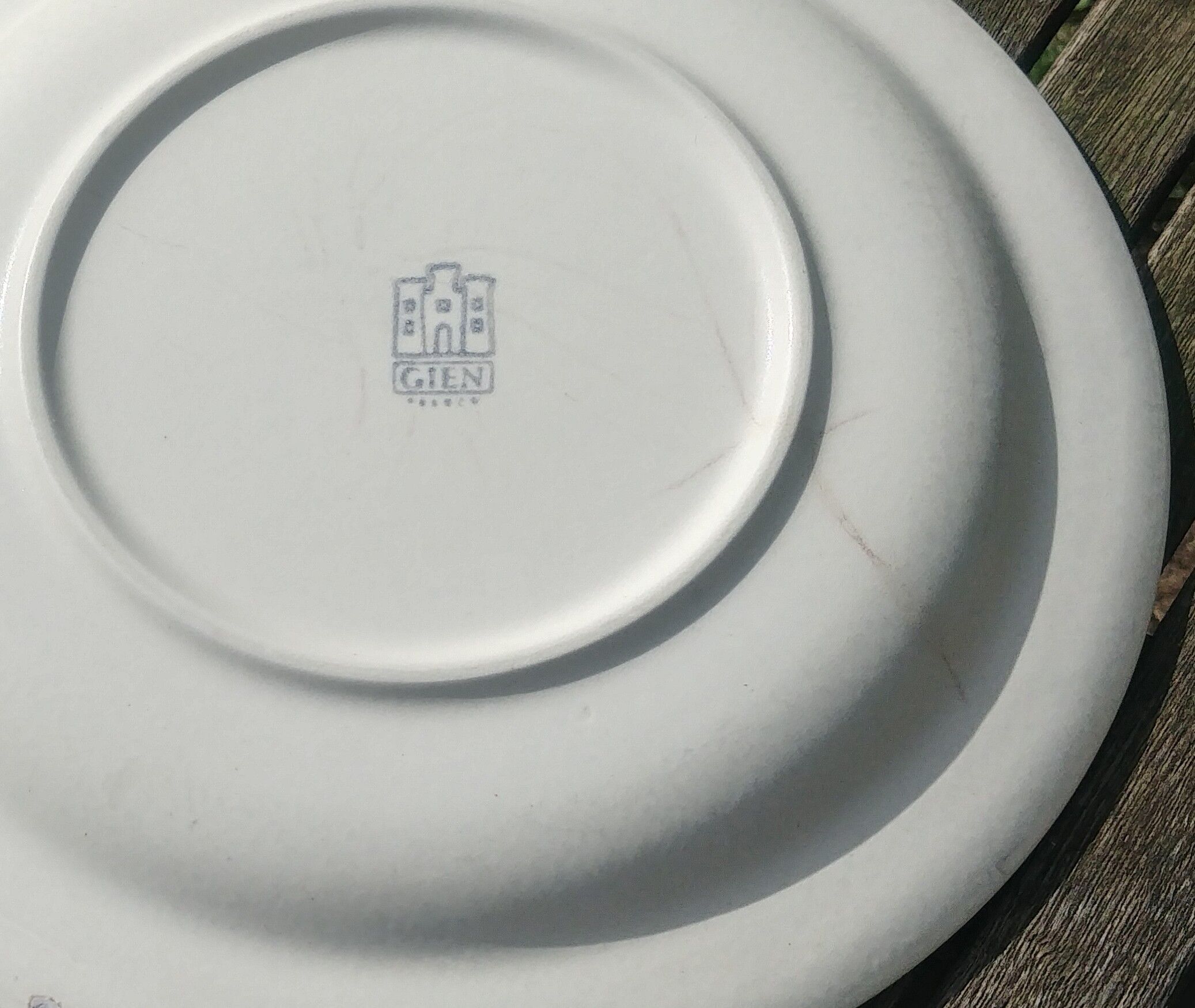 Set of 4 flat plates of the earthenware factory of Gien bamboo decoration - Vintage