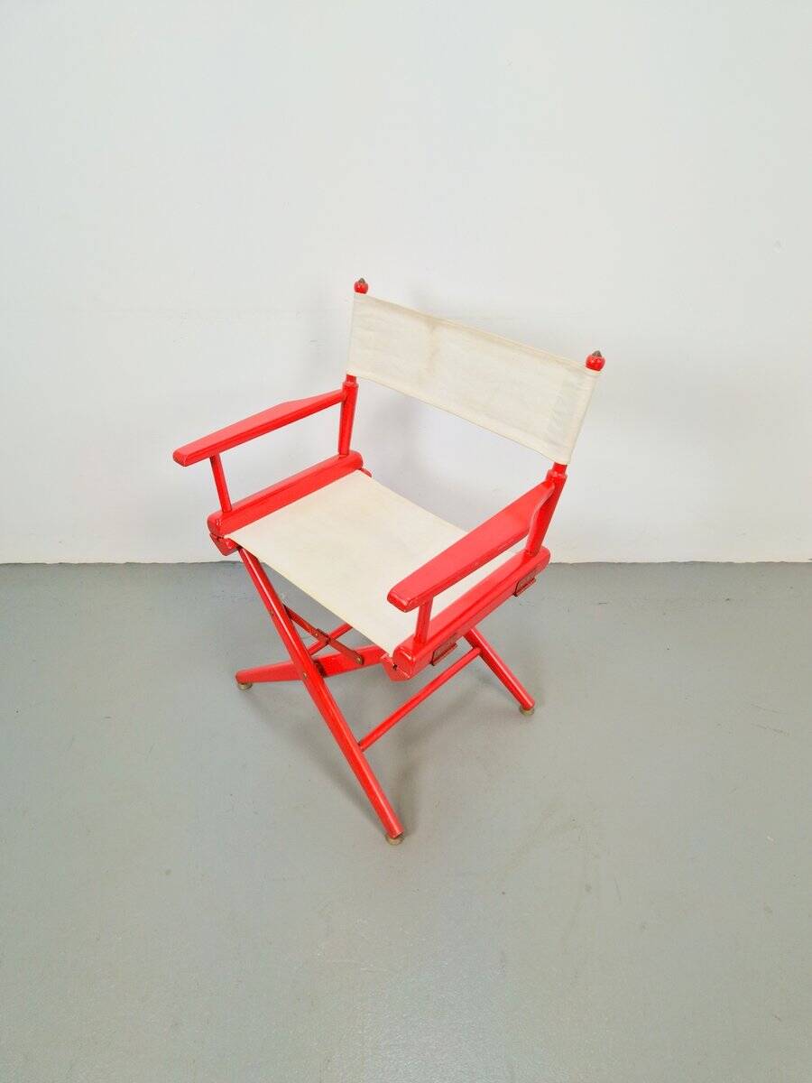 Vintage German Folding Wooden Directors Chair, 1960s