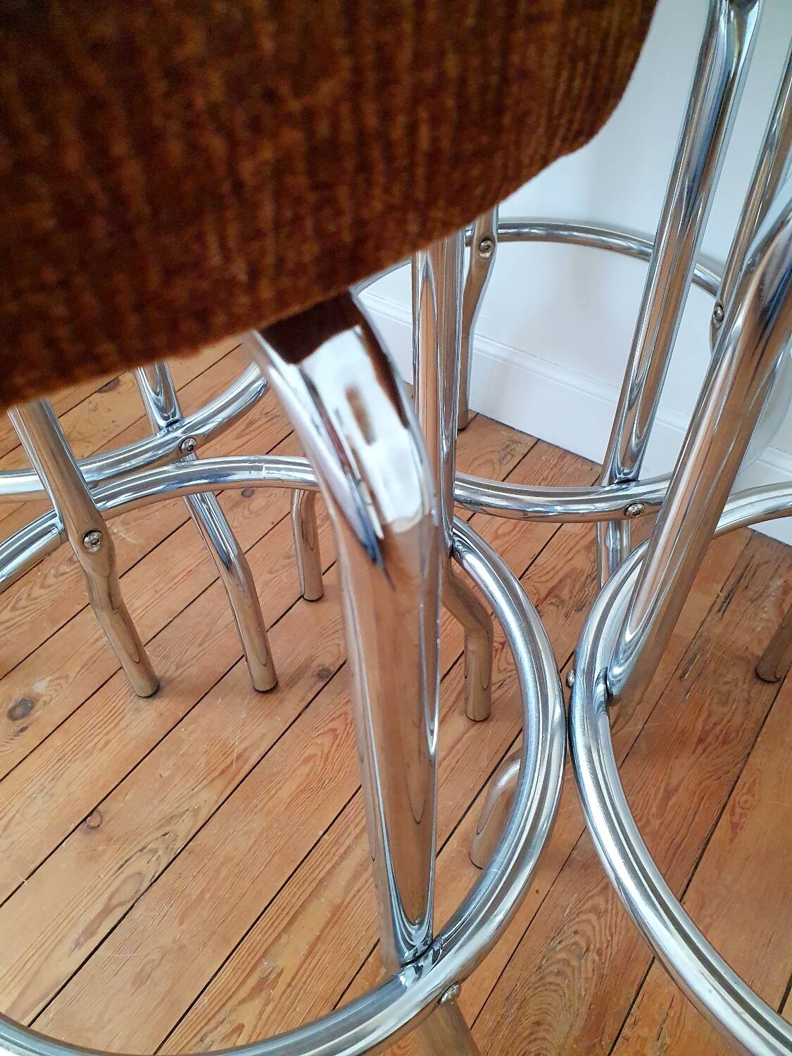 4 Tabourets de bar chromé vintage