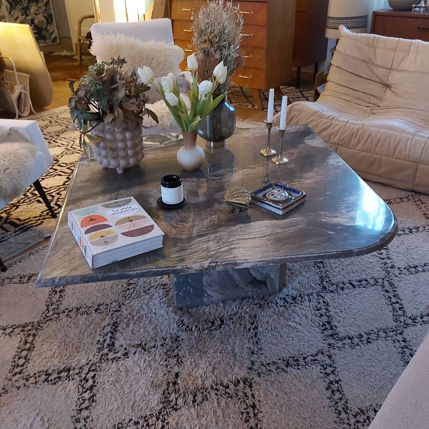 Large marble table 70s
