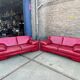 Pair of Natuzzi sofas. Leather.