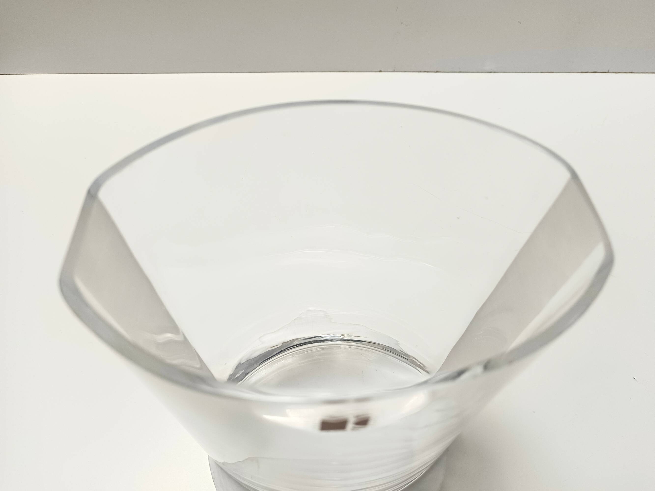 Transparent Murano Glass Vase by Carlo Moretti, Signed and Labeled, Italy 1990s