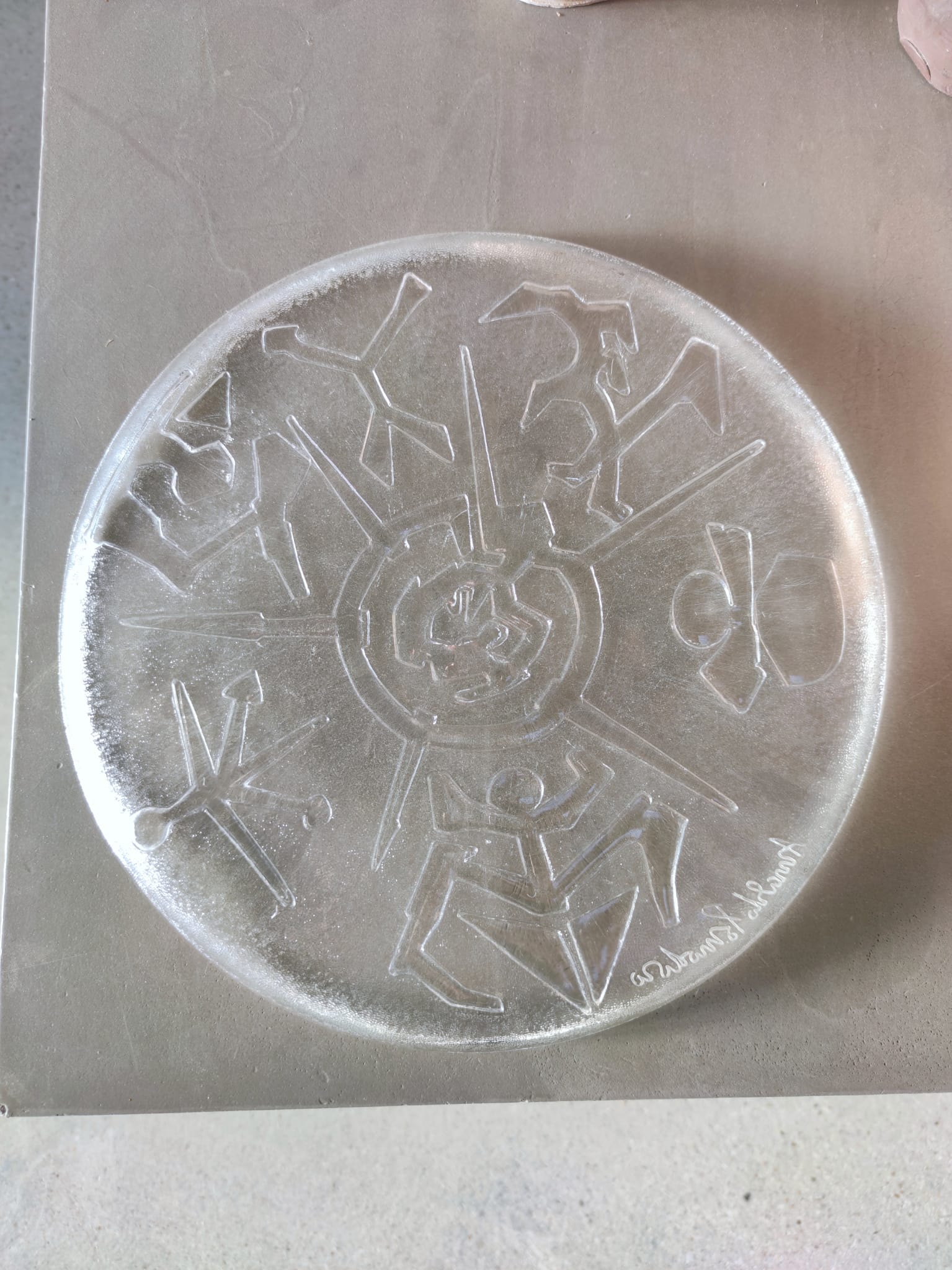 Glass dish by Arnaldo Pomodoro Ars D Milano