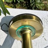 70s Grande Lampe Champignon Vintage - Verre &Métal Doré