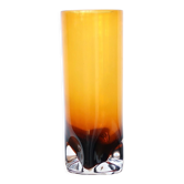 Vase en verre ambré, base pincée, années 70