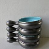 Lot of 4 black and colored ceramic cups