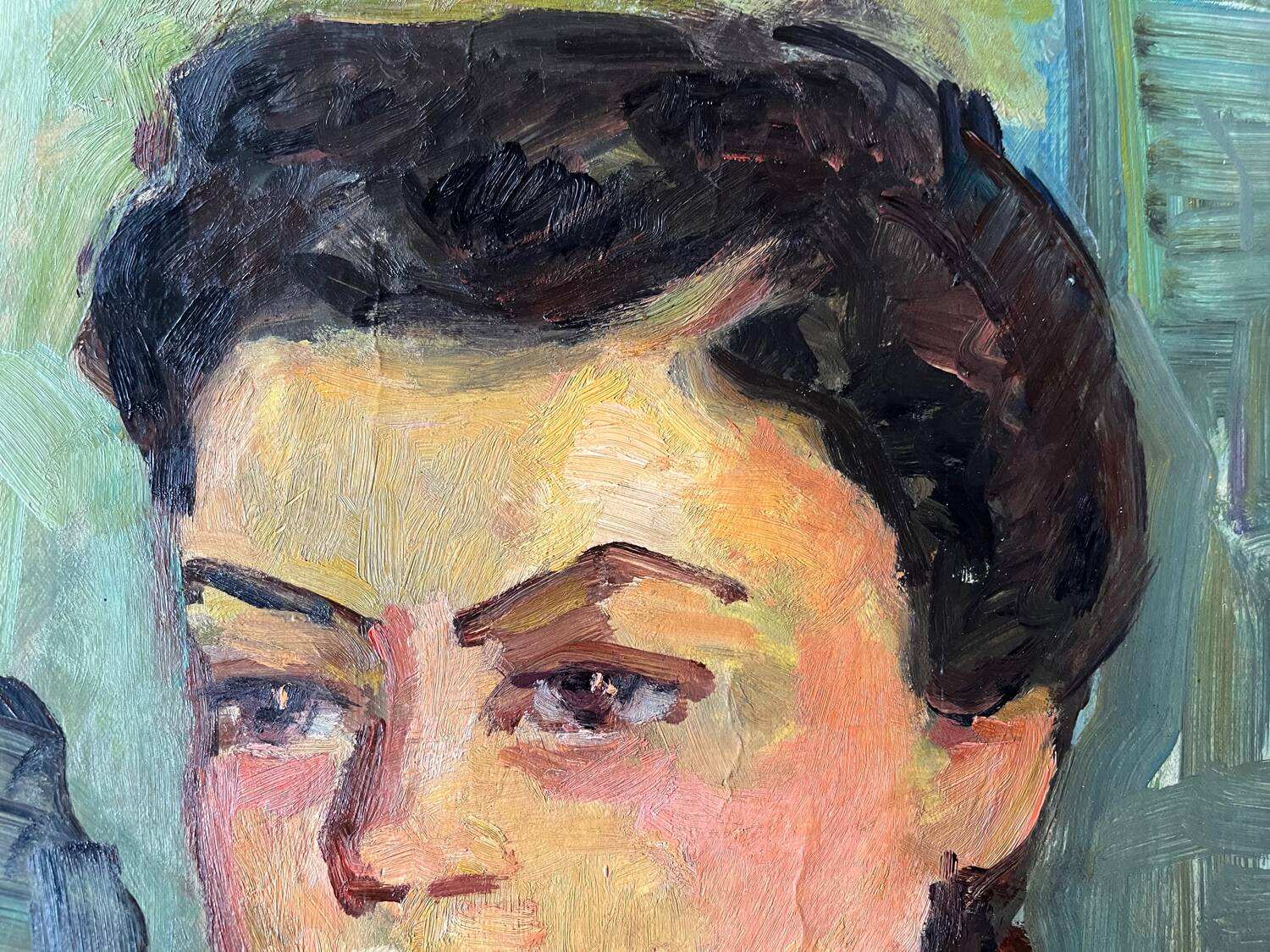 Young worker, oil on paper, mounted on cardboard