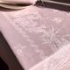 Old baby pink linen damask tablecloth