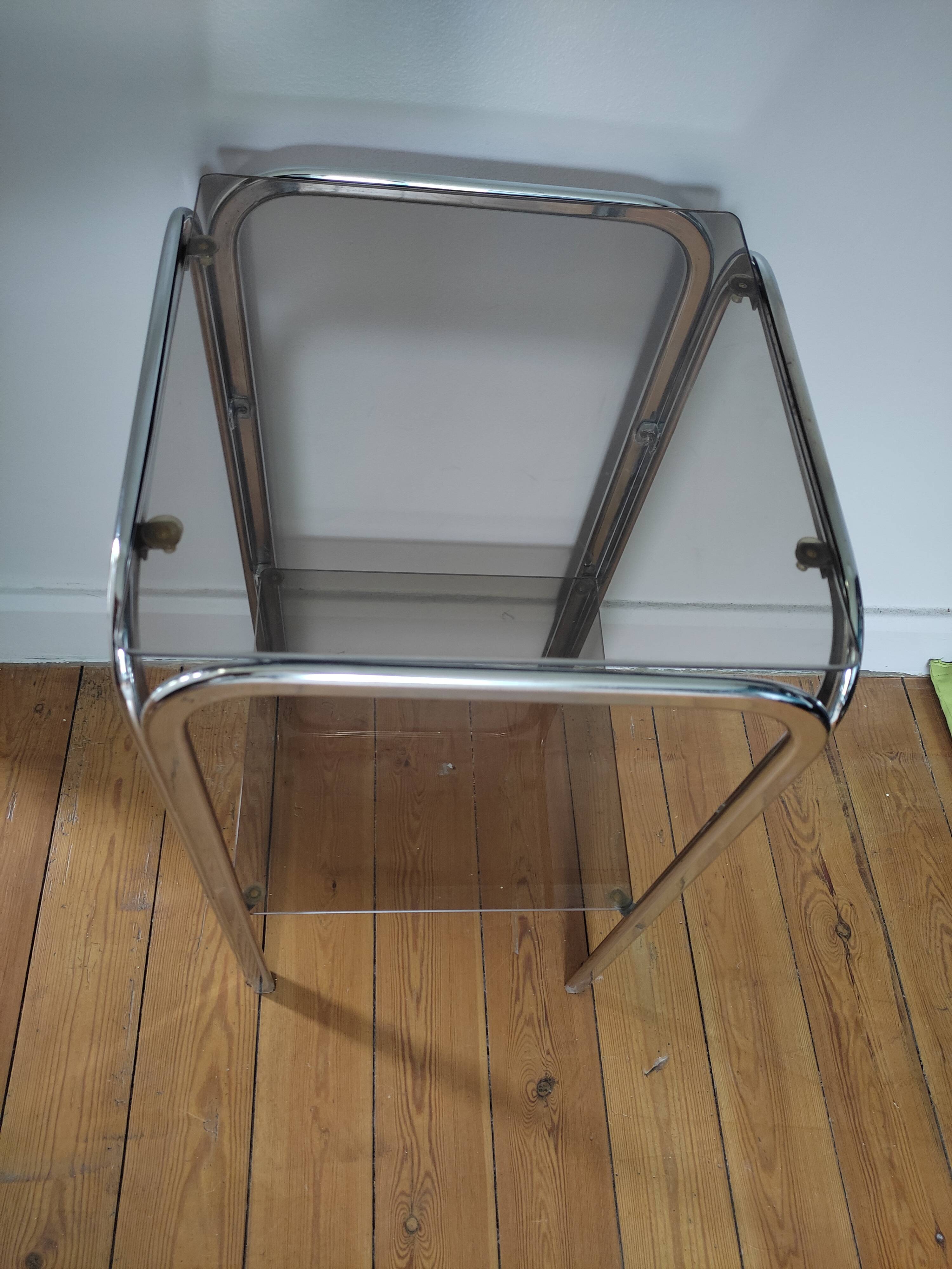 Vintage metal and glass console