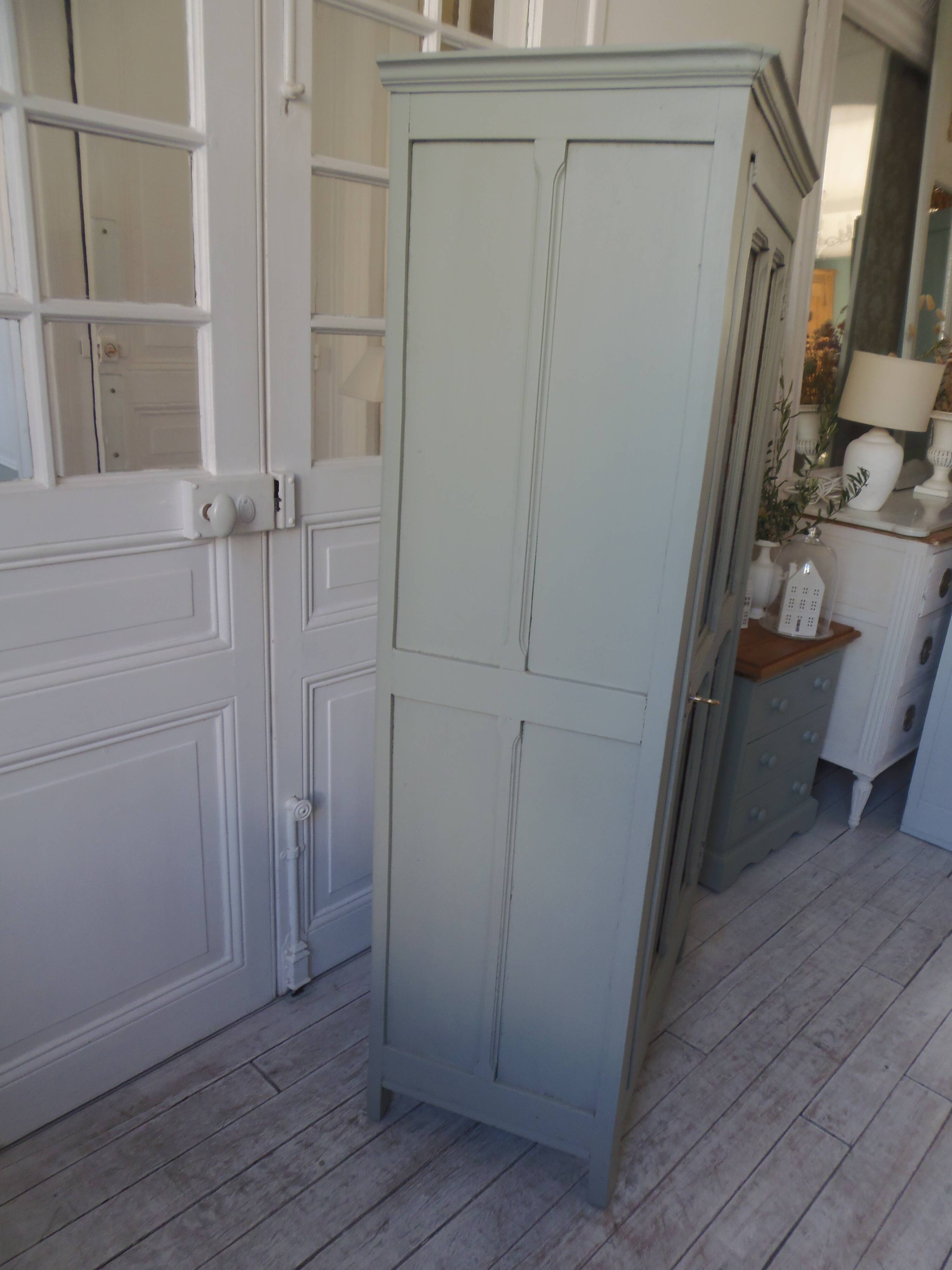 Vintage Parisian wardrobe, glass sublimated in verdigris