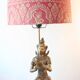 Unique and monumental Siamese bronze lamp from the 19th century, stamped.