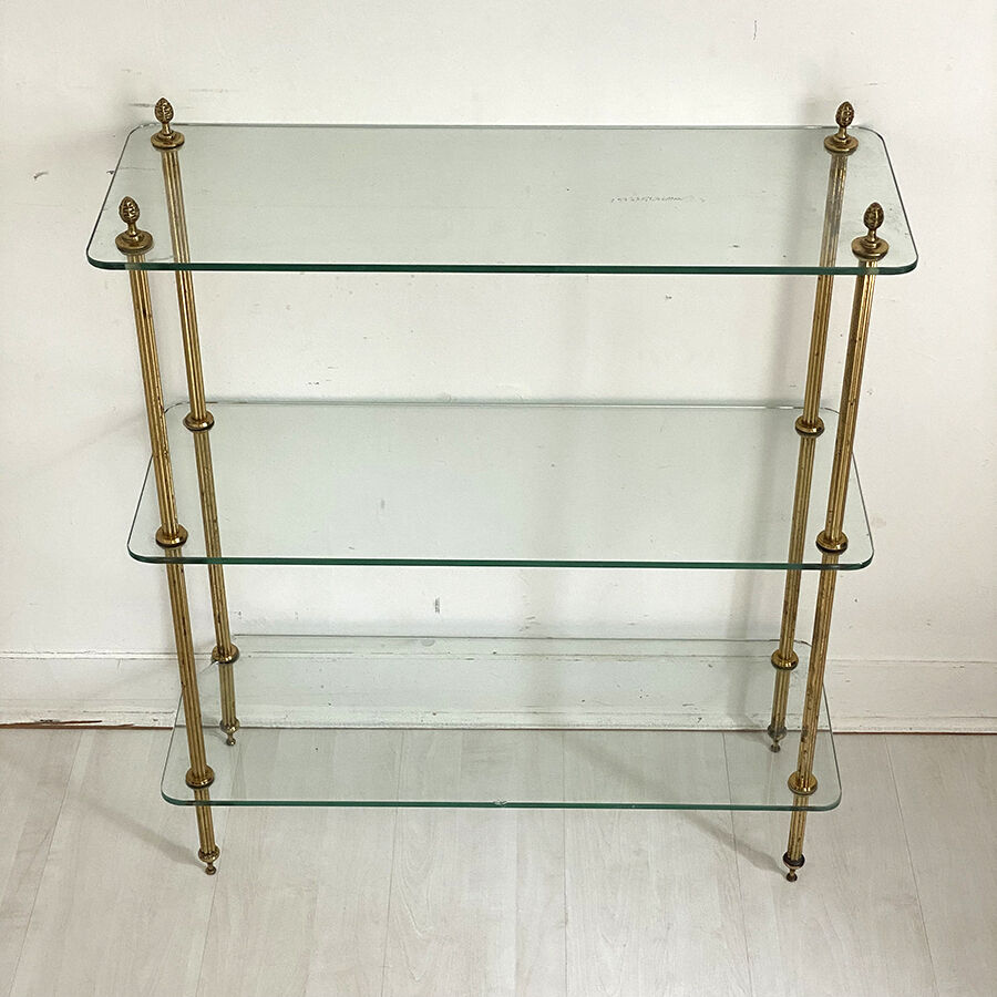Vintage shelf 70's glass and brass
