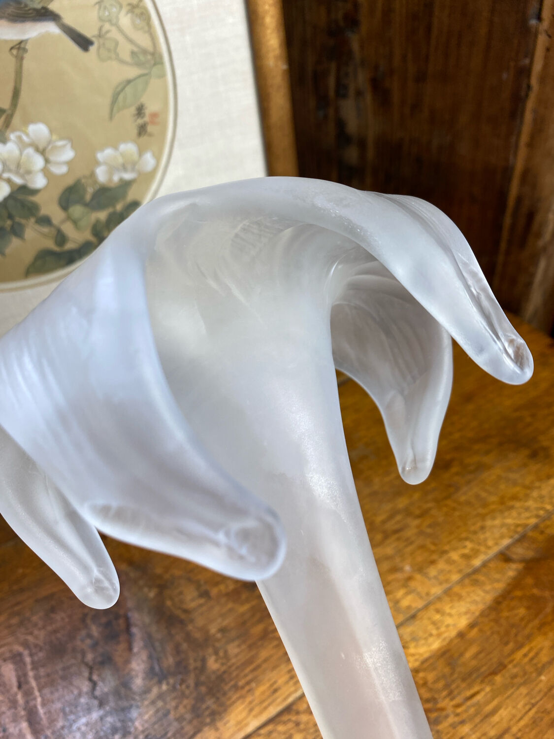 Frosted glass corolla flower vase